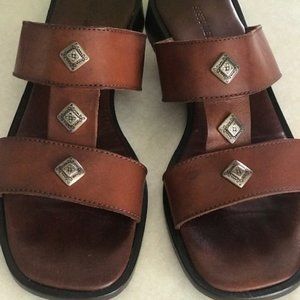 Sesto Meucci  Brown Leather Slip on Sandals